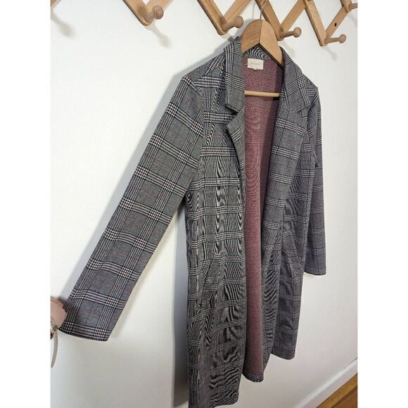 Mellowday Women's Plaid Long Open Front Jacket Coat - Size M - Picture 4 of 7